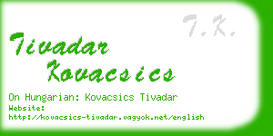 tivadar kovacsics business card